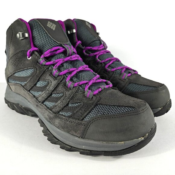 Columbia Crestwood Mid Waterproof Hiking Boots Women’s 10 Gray Purple BL5371-055 - Picture 1 of 16